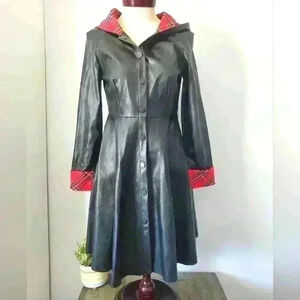 Shein PU leather plaid and black jacket size  4